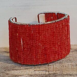 Vintage 90s Y2K Beaded Wire Wrap Detail Cuff Bracelet